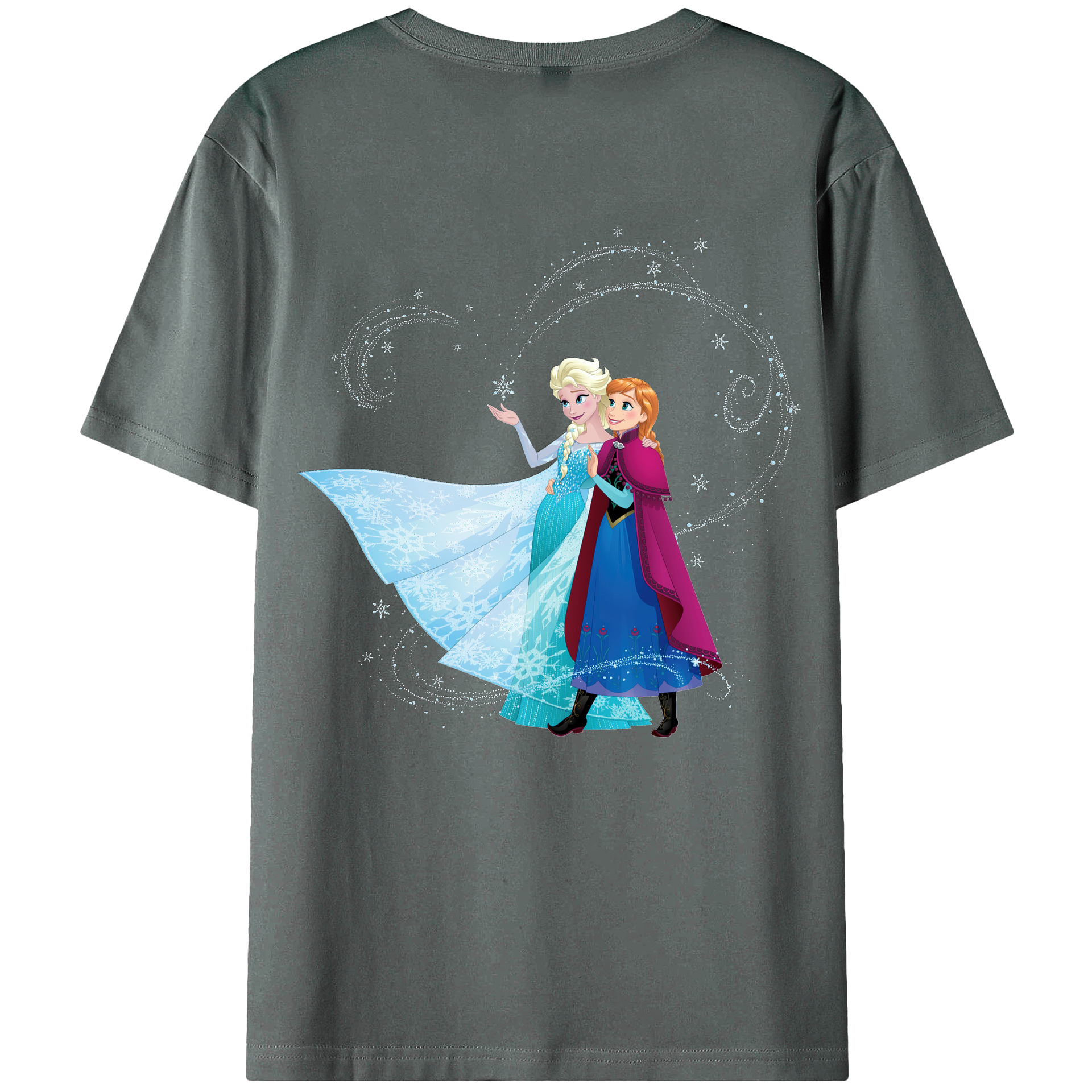 （画像用） アナと雪の女王 アンナ エルサ Frozen Anna Elsa 綿100％ メンズ半袖Tシャツ（バックプリント） 通気性
